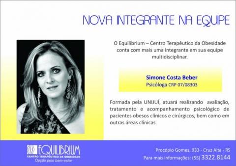 Equilibrium – Centro Terapêutico da Obesidade conta com nova psicóloga em sua equipe